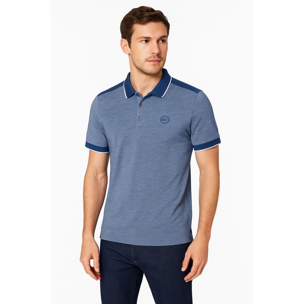 Men’s short sleeve polo shirt – Blue/Navy – Size M